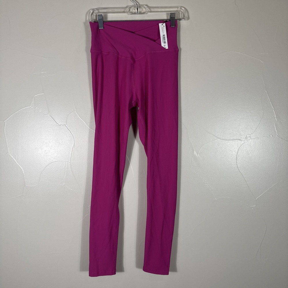 Anna & Ava Ribbed Textured Crossover Waist Active Leggings New With Tags M $58